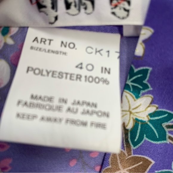 Vintage Jugemm Kimono Robe Woman 40"  Made Japan‎ Purple Peacock Satin Oriental - Picture 9 of 11